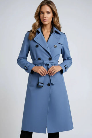 Monique | Double-Breasted Long Trench Coat
