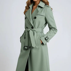 Monique | Double-Breasted Long Trench Coat