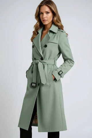 Monique | Double-Breasted Long Trench Coat