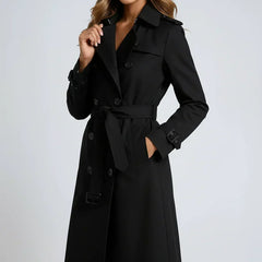 Monique | Double-Breasted Long Trench Coat