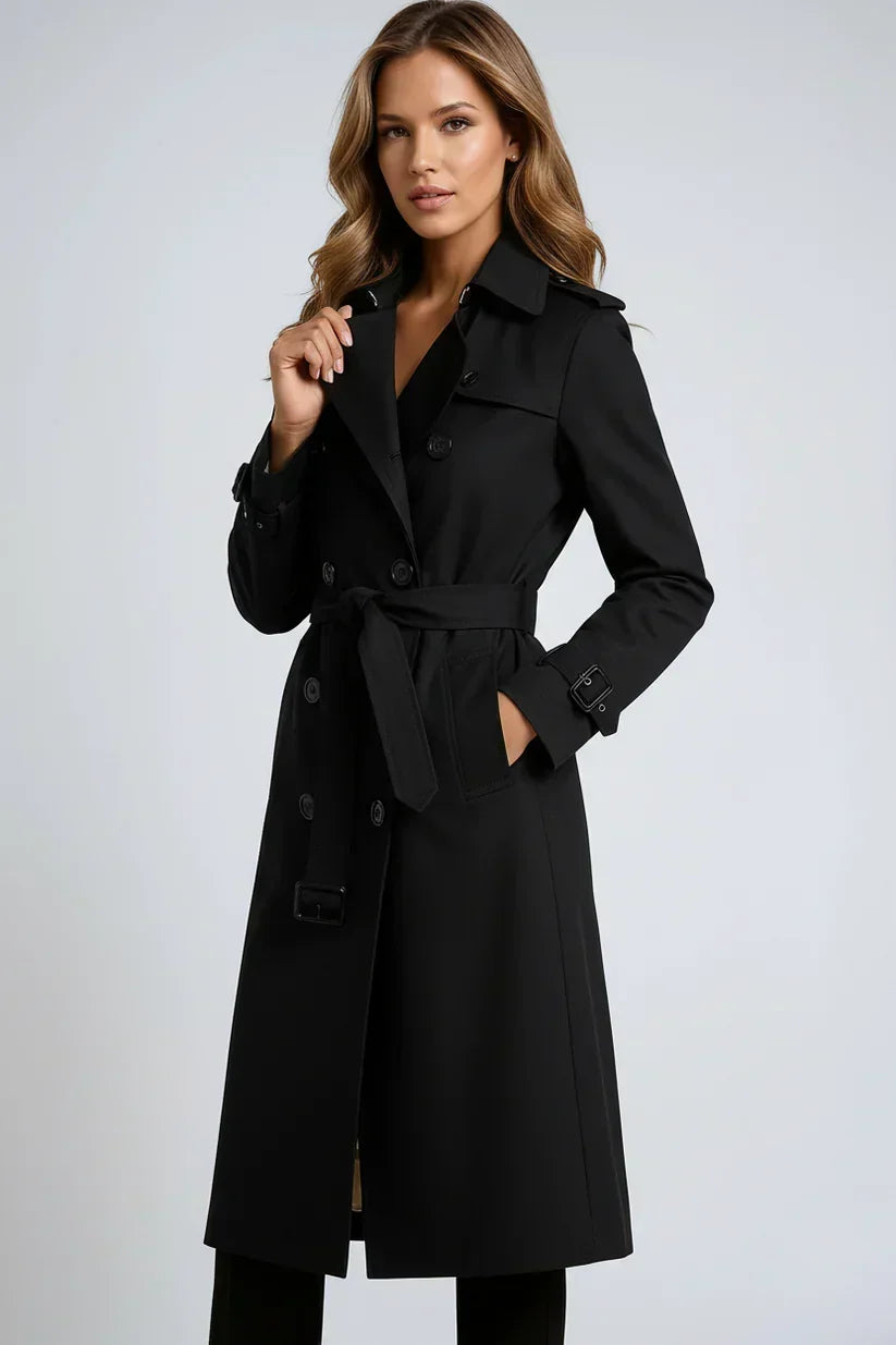 Monique | Double-Breasted Long Trench Coat