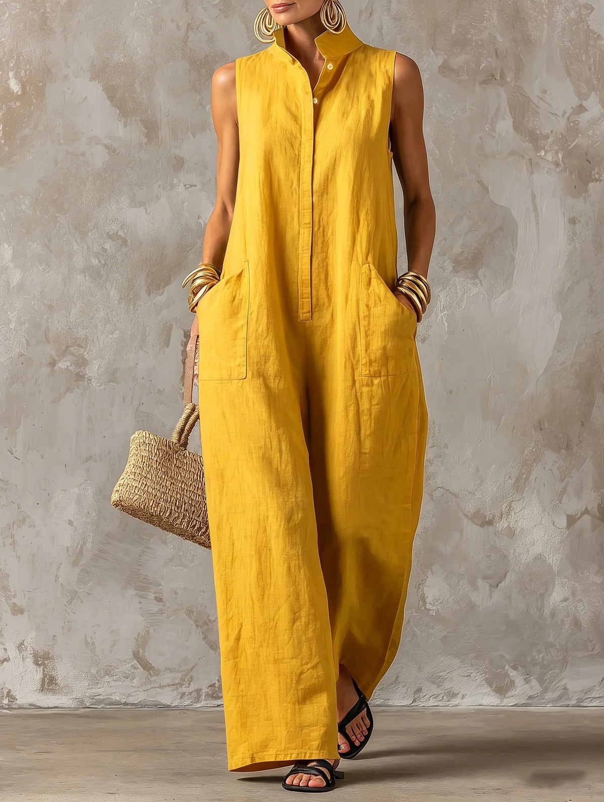 Adriana | Stand-Collar Relaxed Jumpsuit