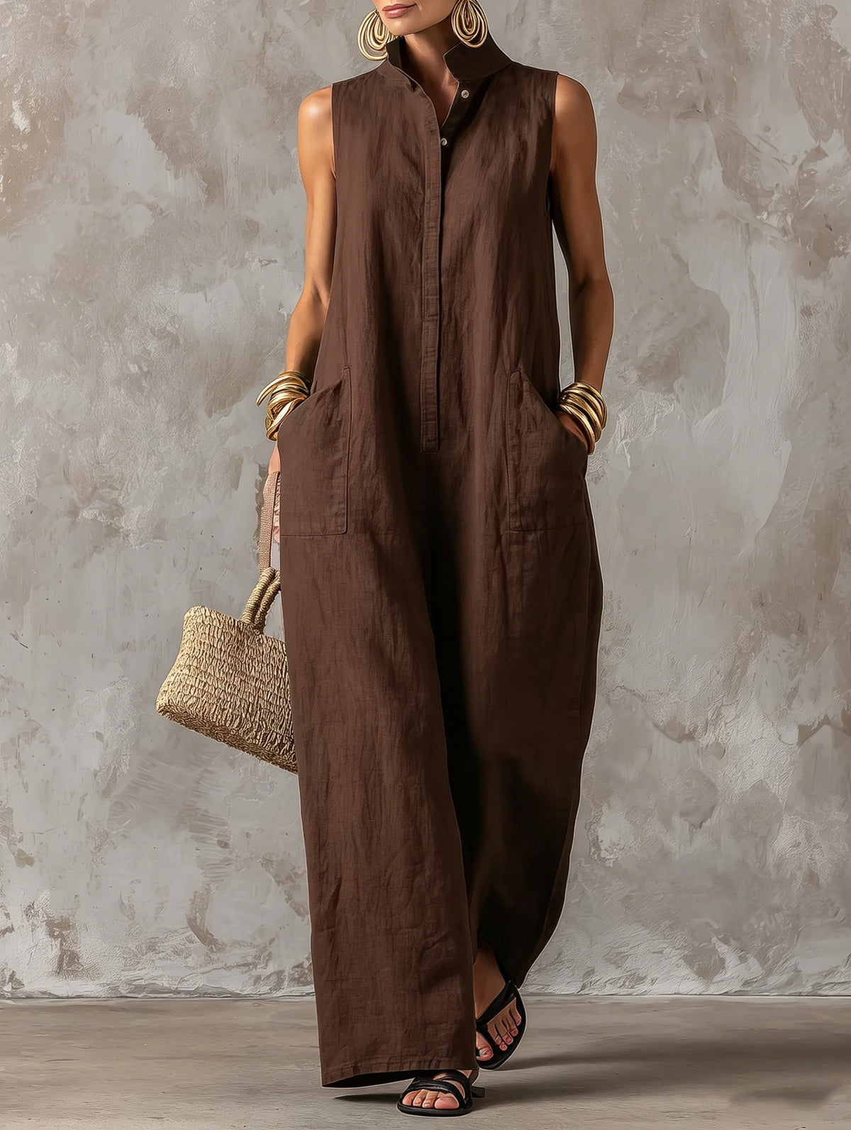 Adriana | Stand-Collar Relaxed Jumpsuit
