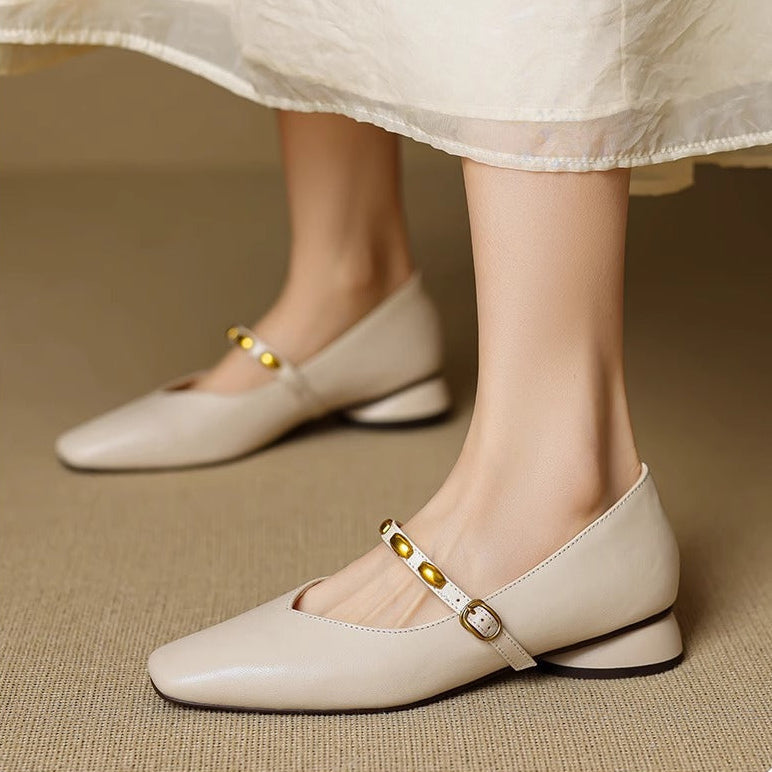Zyra | Square-Toe Mary Jane Flats