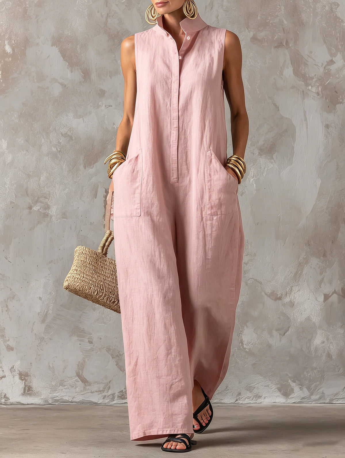 Adriana | Stand-Collar Relaxed Jumpsuit