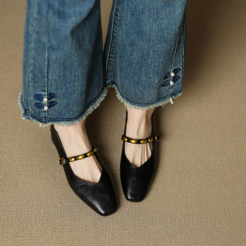 Zyra | Square-Toe Mary Jane Flats