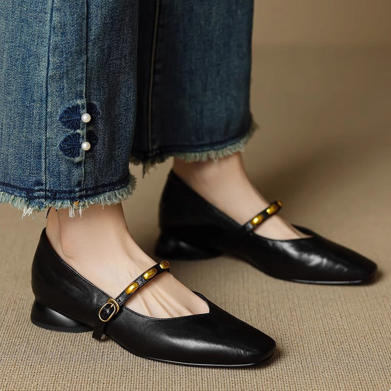 Zyra | Square-Toe Mary Jane Flats