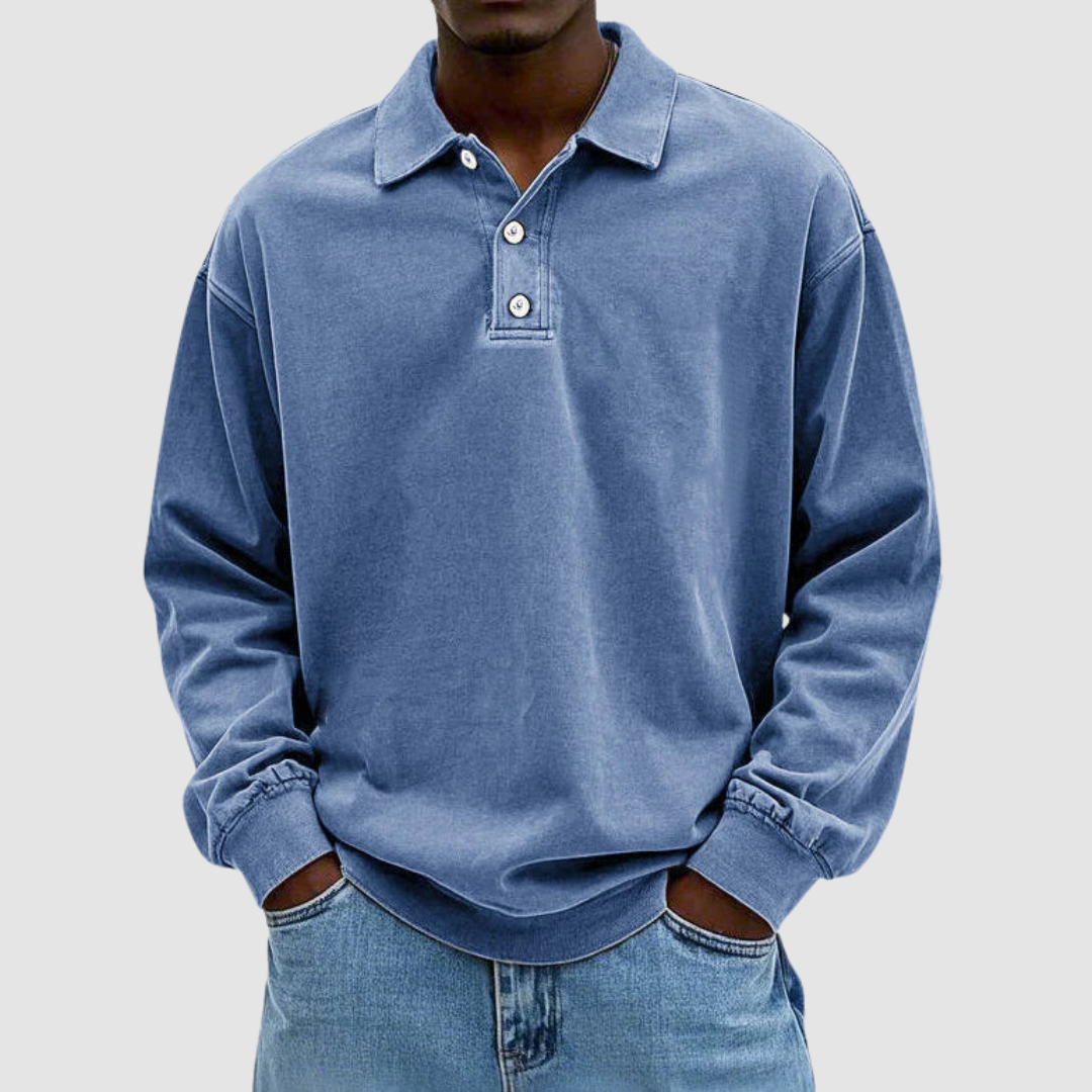 Everett | Long-Sleeve Button Polo Shirt