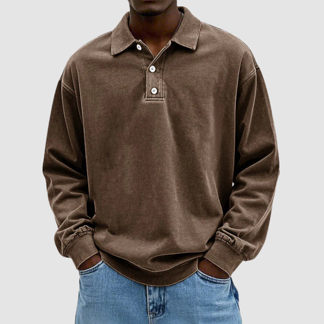 Everett | Long-Sleeve Button Polo Shirt