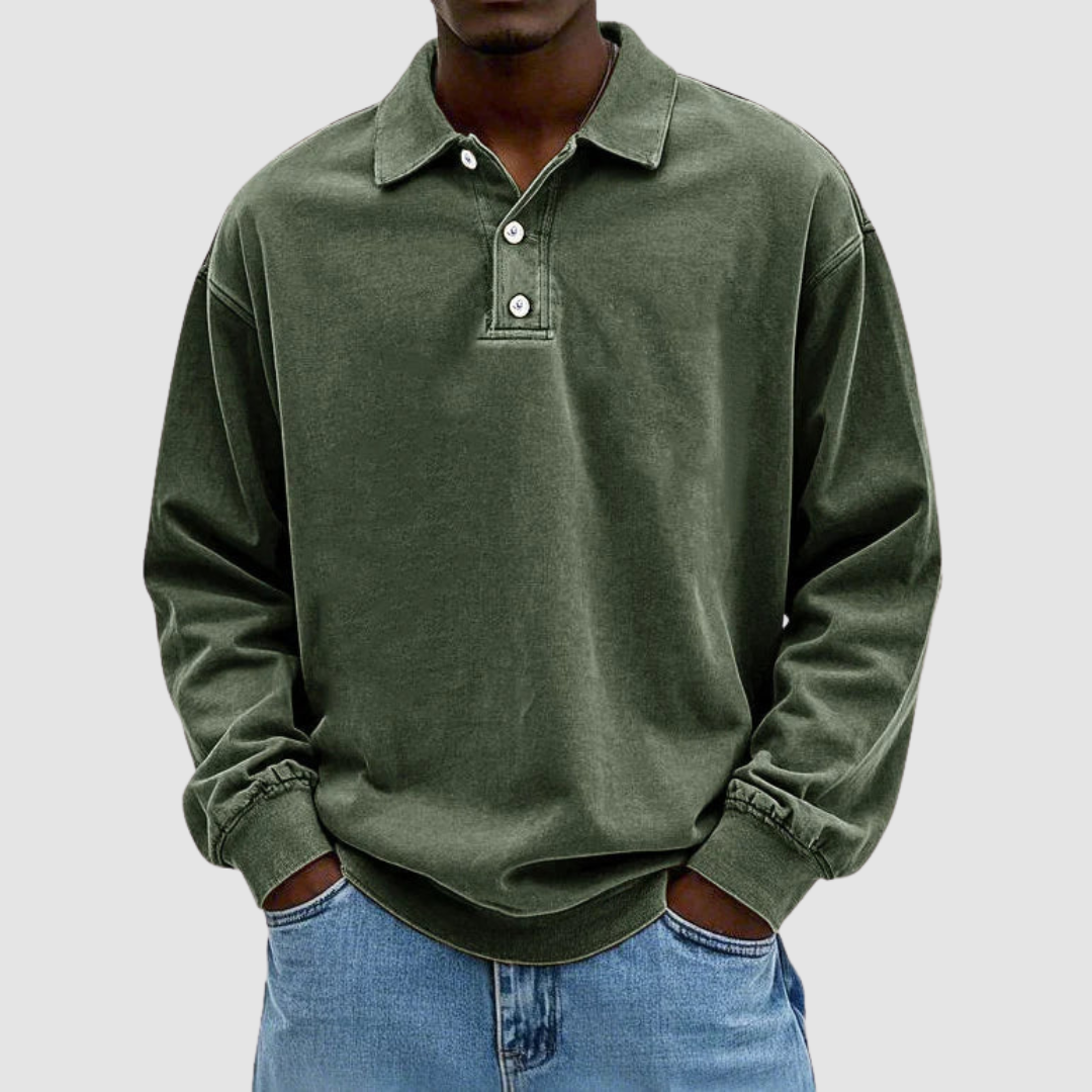 Everett | Long-Sleeve Button Polo Shirt