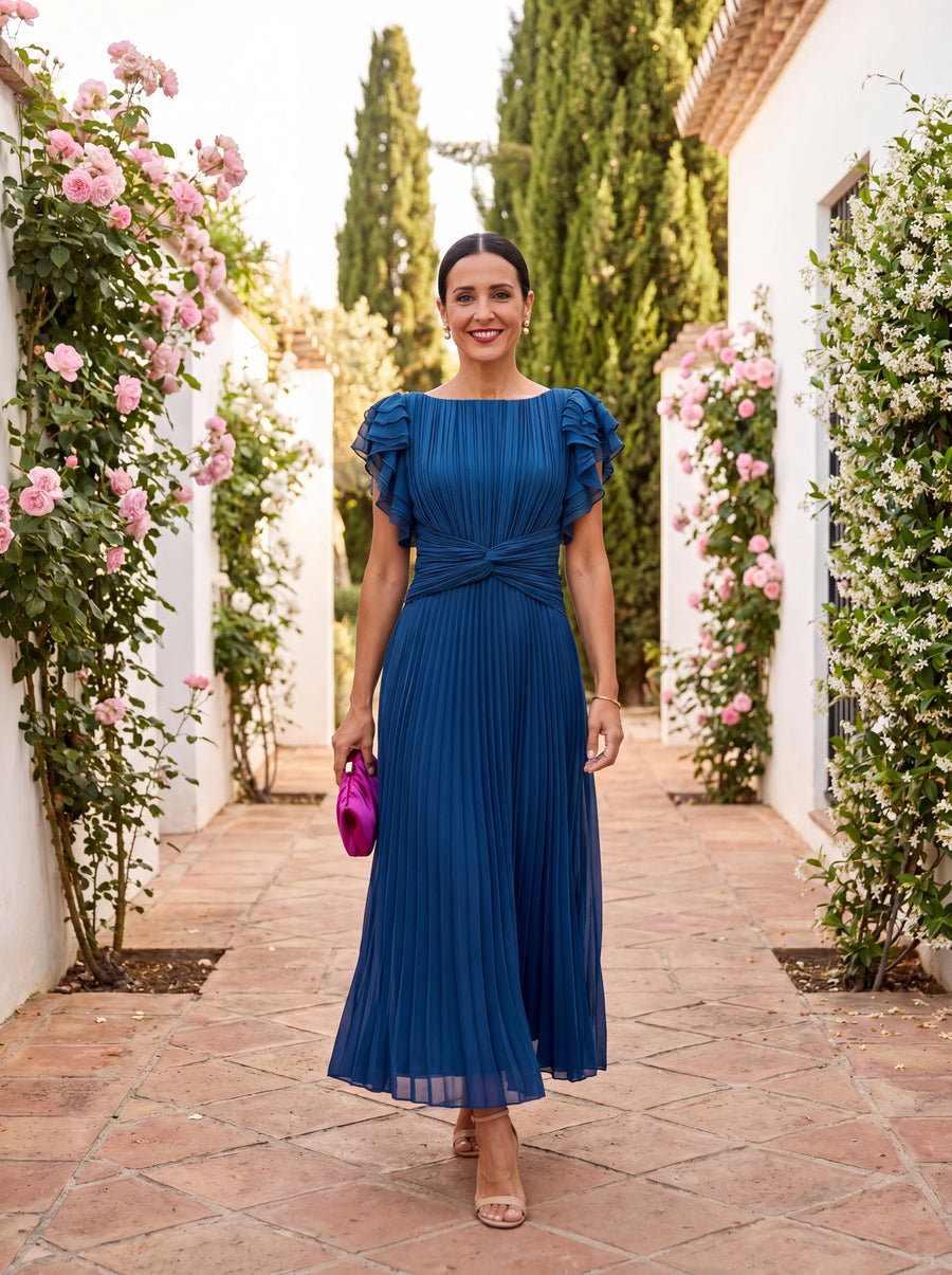 Rosa | Elegant Pleated Midi Dress
