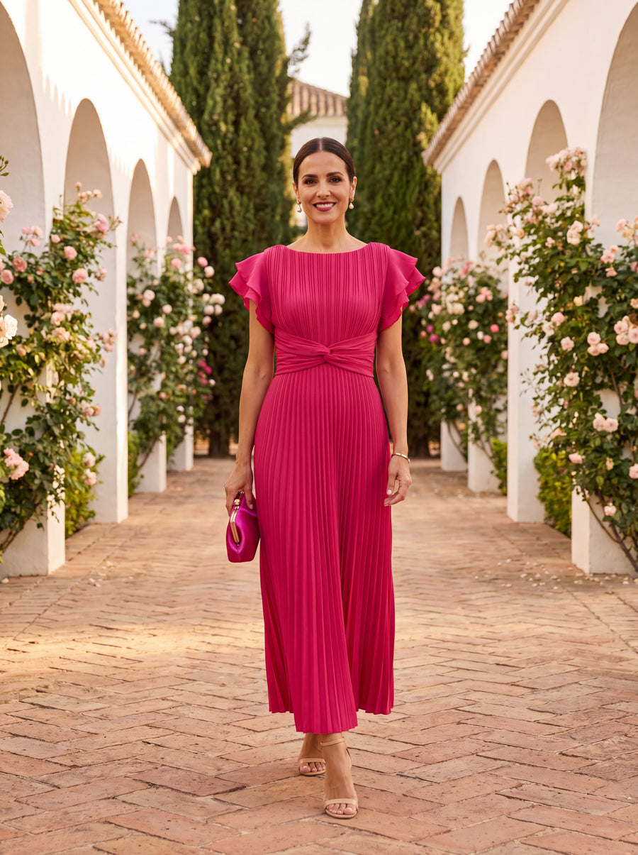 Rosa | Elegant Pleated Midi Dress