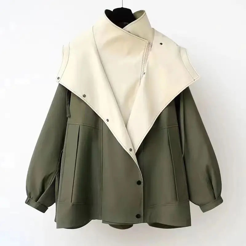 Allen | Women's Hooded Windbreaker Patchwork Jacket