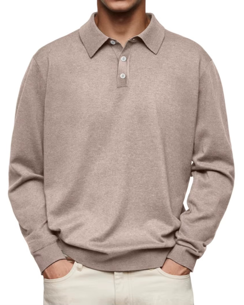 Galen | Pattern-Collar Long-Sleeve Polo