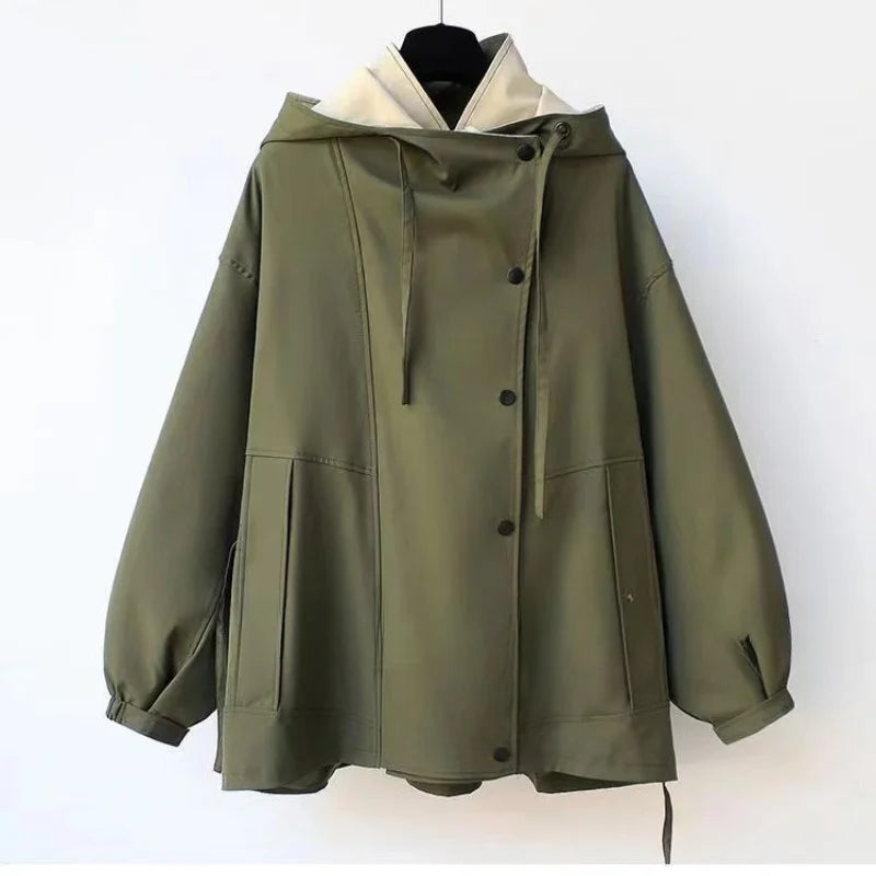 Allen | Women's Hooded Windbreaker Patchwork Jacket