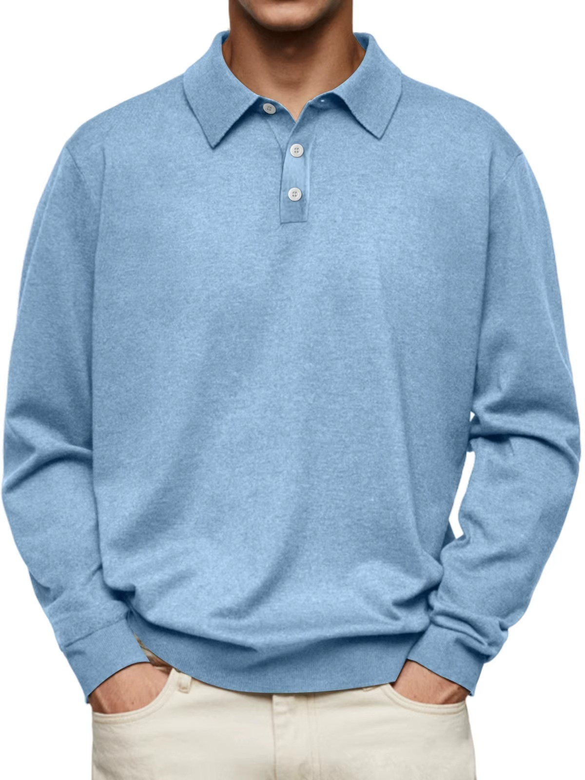 Galen | Pattern-Collar Long-Sleeve Polo – Avielle New York