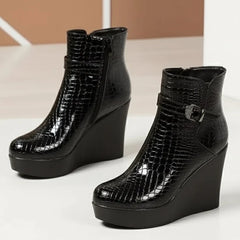 Valeria | Buckle Wedge Ankle Boots