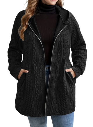 Brielle | Cable-Texture Hooded Coat