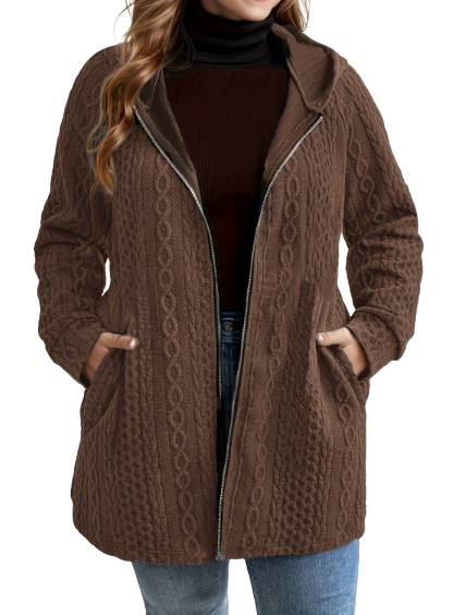 Brielle | Cable-Texture Hooded Coat