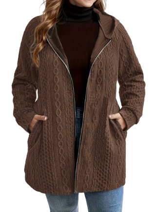Brielle | Cable-Texture Hooded Coat