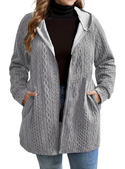 Brielle | Cable-Texture Hooded Coat