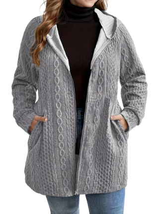 Brielle | Cable-Texture Hooded Coat