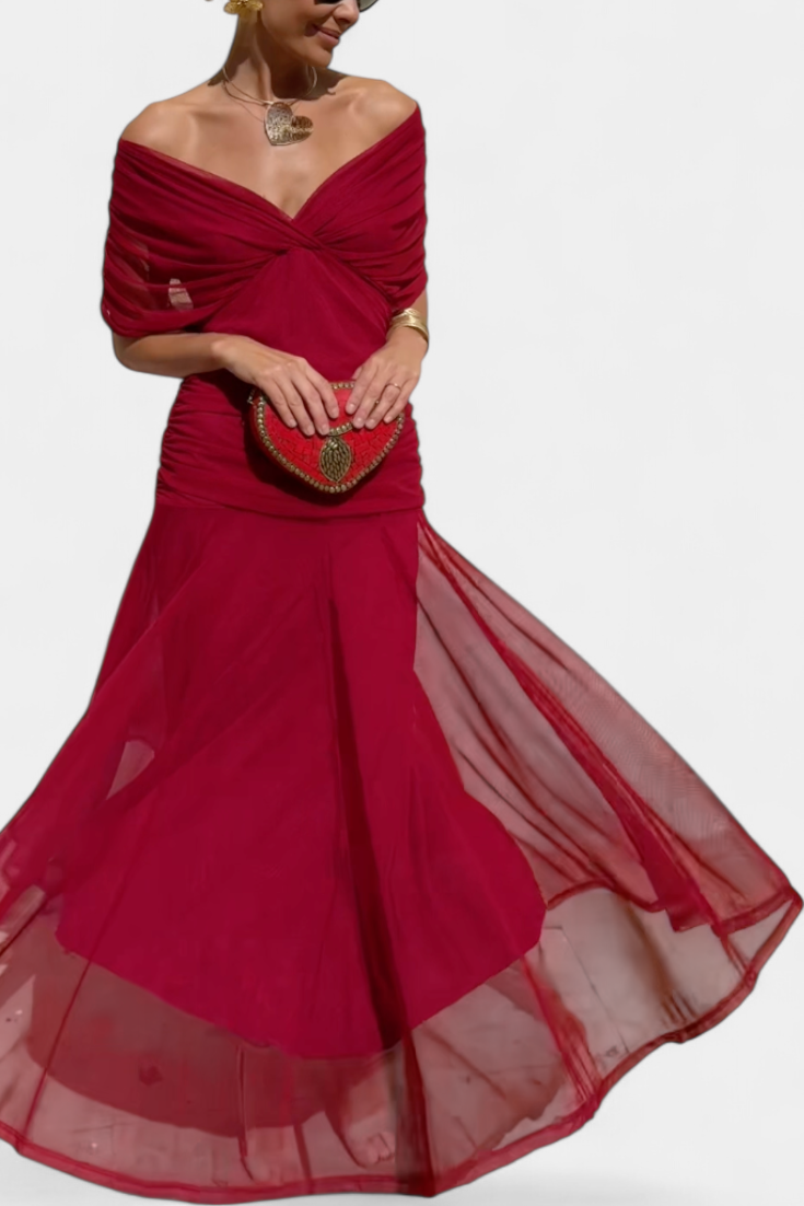 Nava | Long Floral Dress with V-Neck