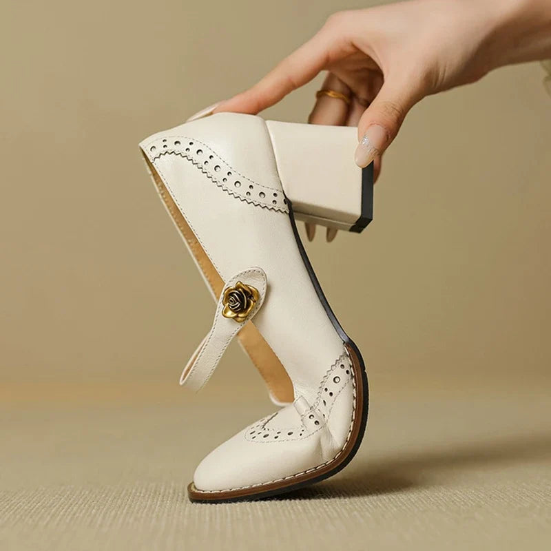 Marisse | Square Toe Mary Jane Leather Heels