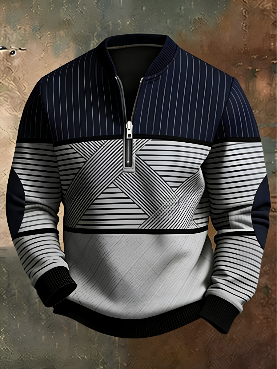 Aldric | Graphic Half-Zip Mock-Neck Sweater