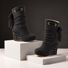 Evelyne | Studded Wedge Ankle Boots