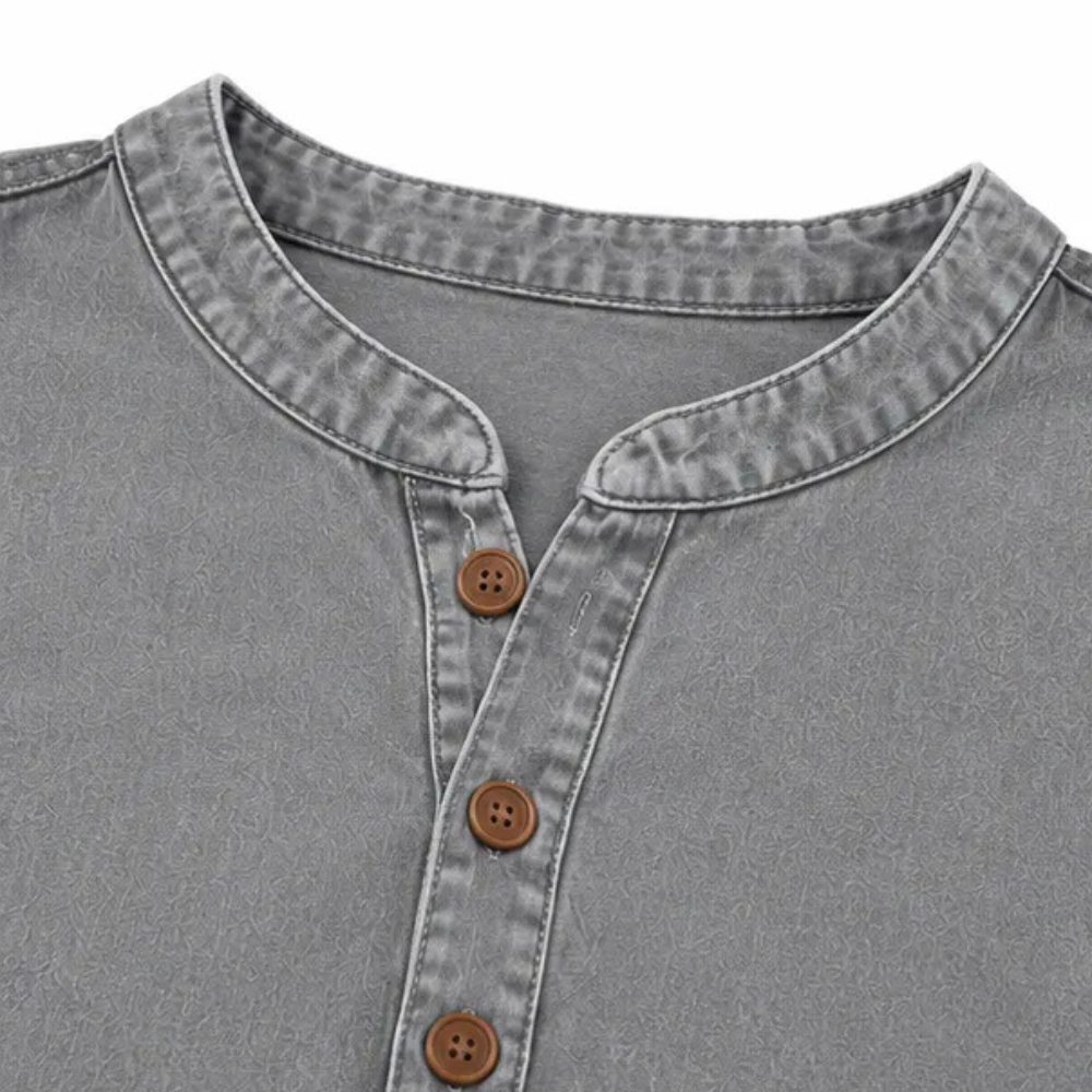Nerine | Side-Button Henley Tunic Top