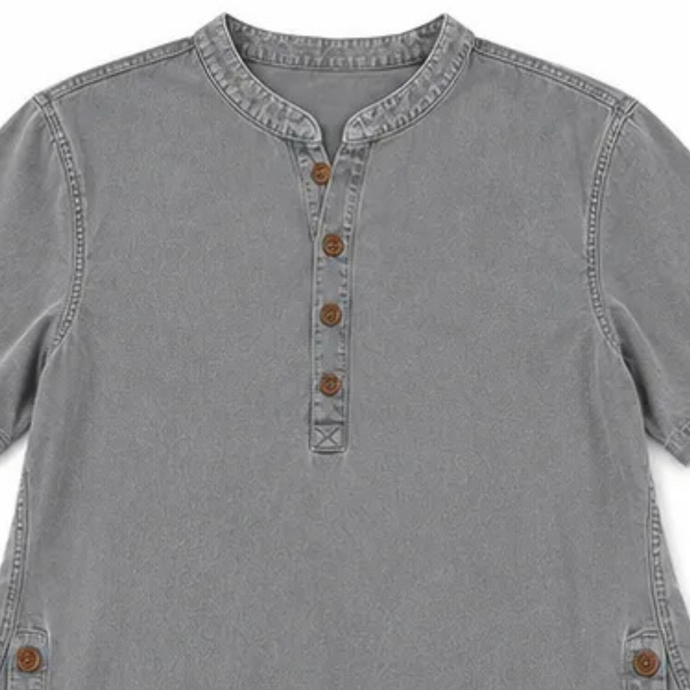 Nerine | Side-Button Henley Tunic Top