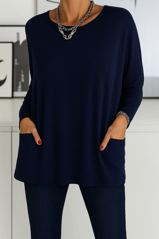 Roselyn | Oversized Pocket Crew-Neck Sweater