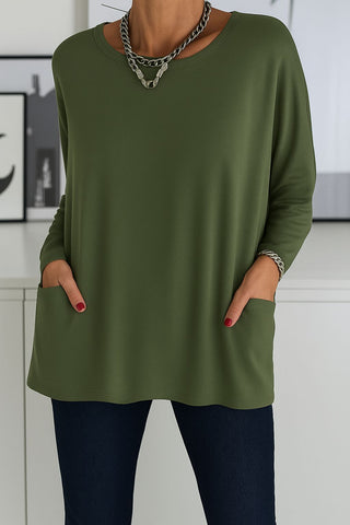 Roselyn | Oversized Pocket Crew-Neck Sweater