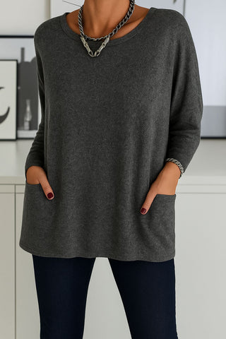 Roselyn | Oversized Pocket Crew-Neck Sweater