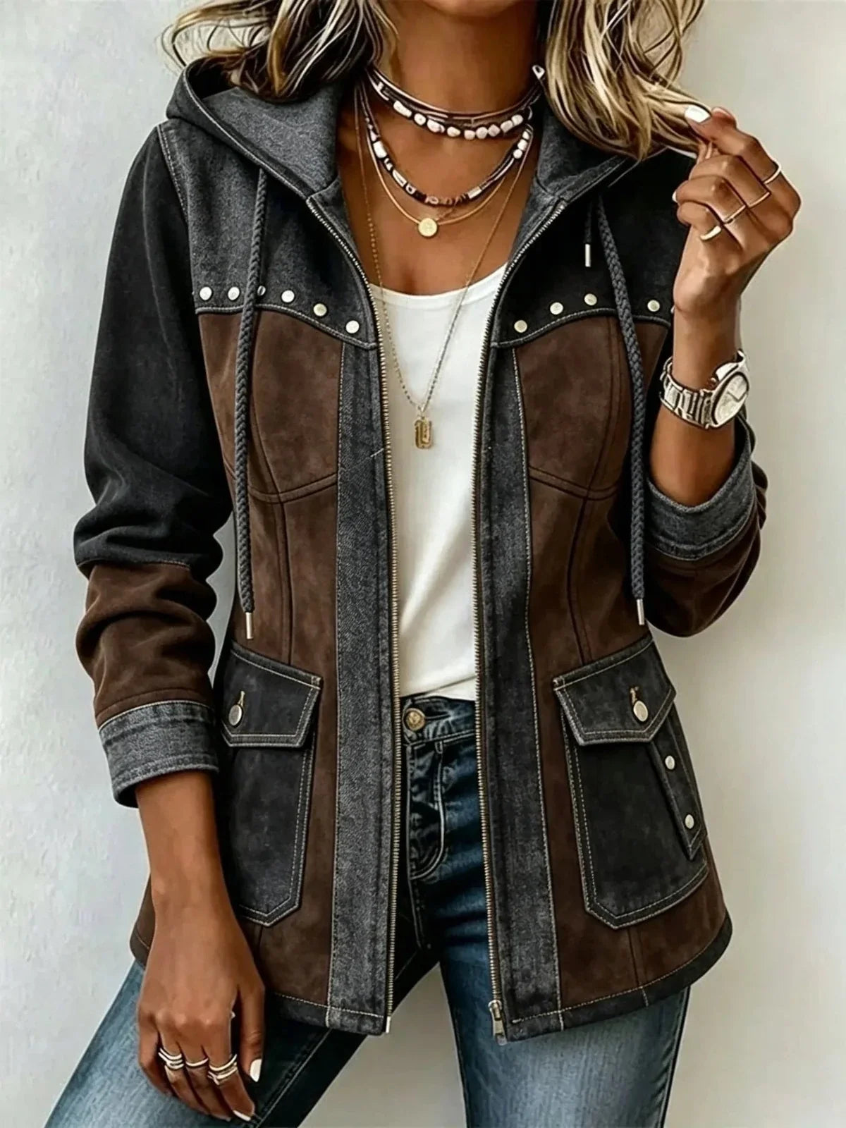 Veronica | Dual-Texture Hooded Jacket