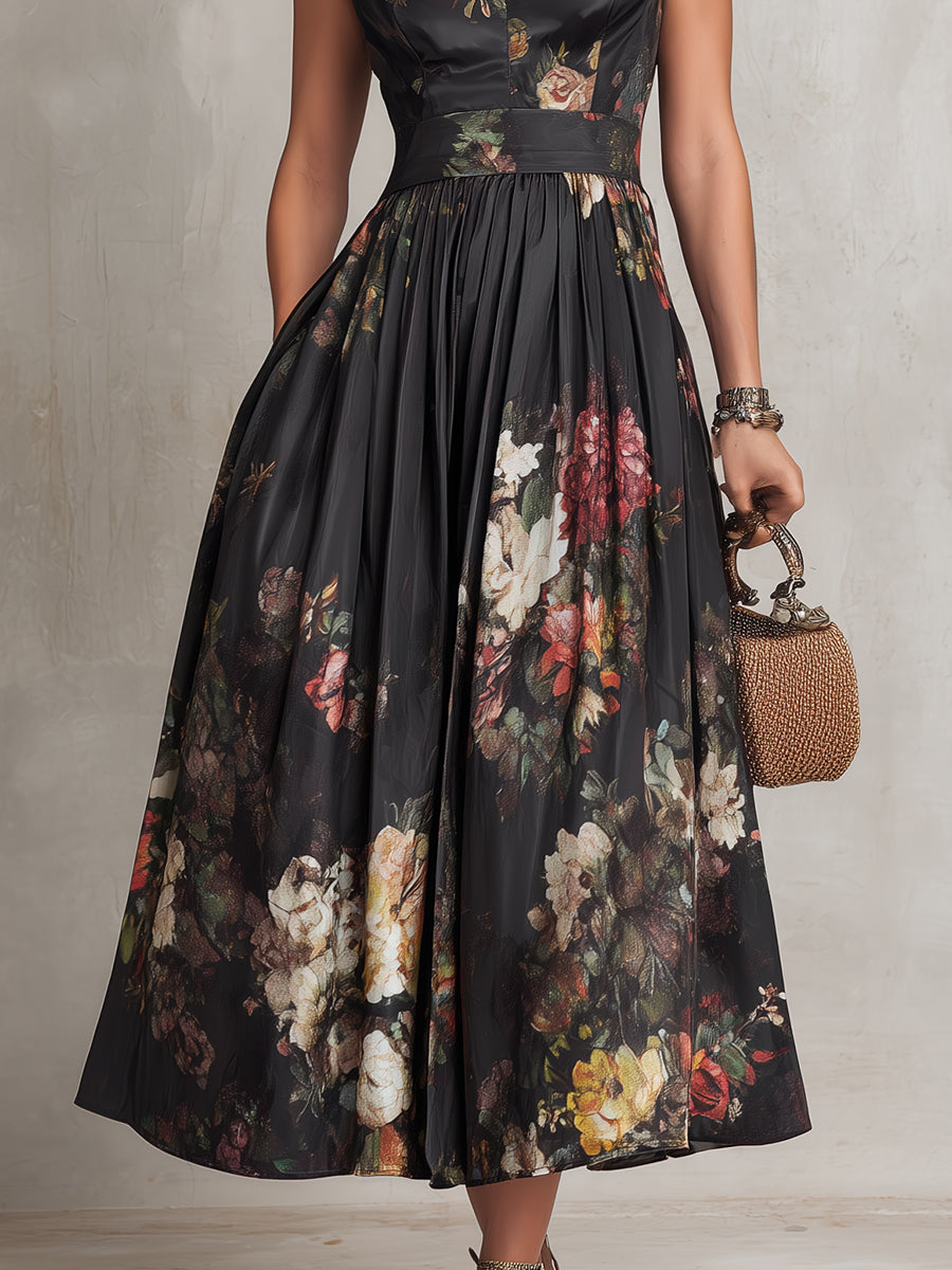 Leontine | Keyhole Pleated Midi Dress