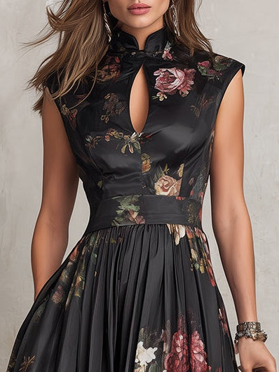 Leontine | Keyhole Pleated Midi Dress