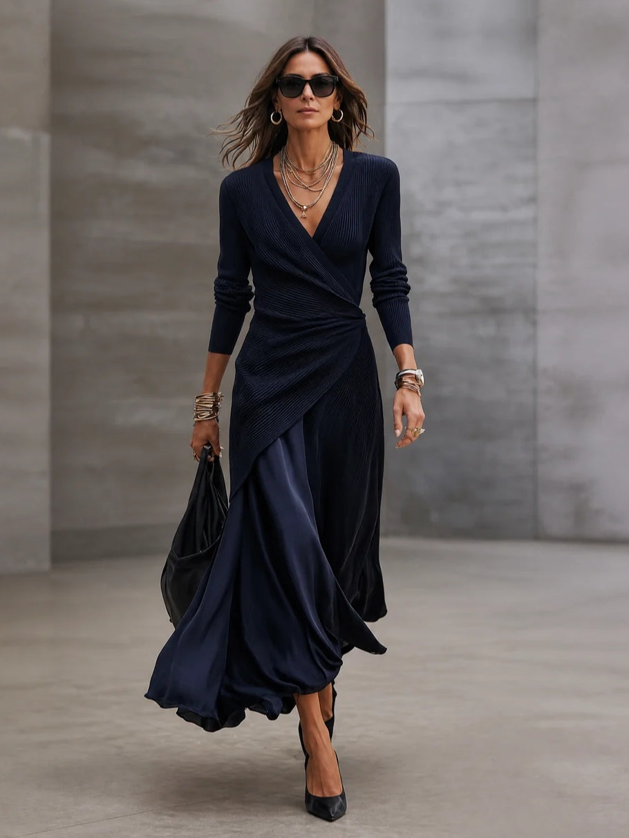 Rosalie | Wrap-Front Asymmetric Maxi Dress