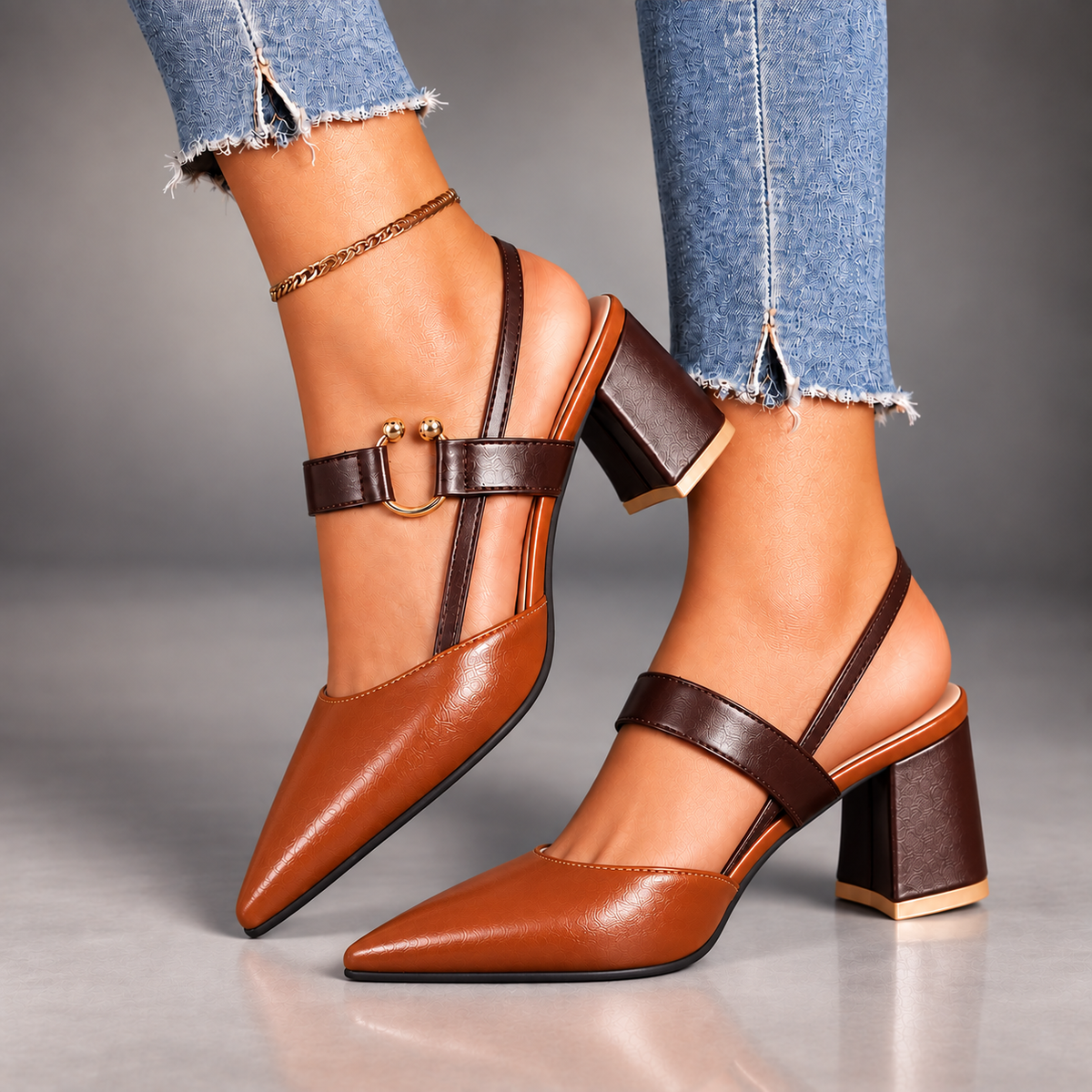 Adeline | Ring-Accent Slingback Heels