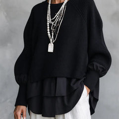 Danica | Ribbed Layered-Hem Sweater