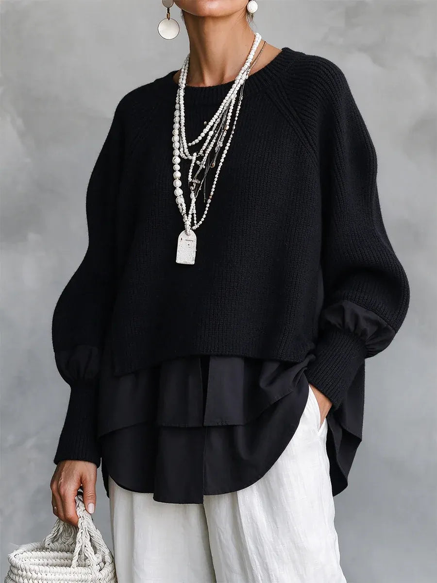 Danica | Ribbed Layered-Hem Sweater