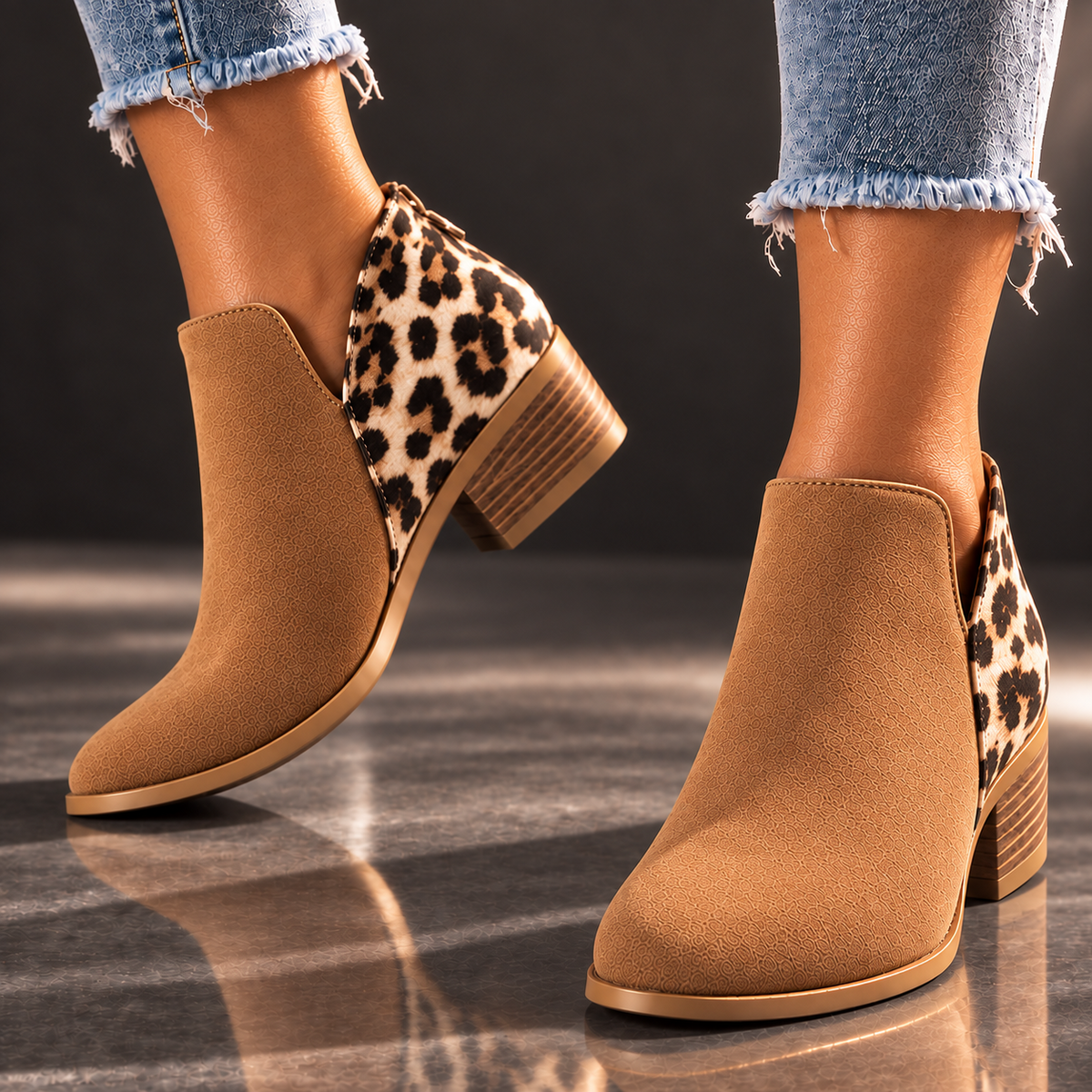 Marisol | Leopard-Panel Ankle Boots