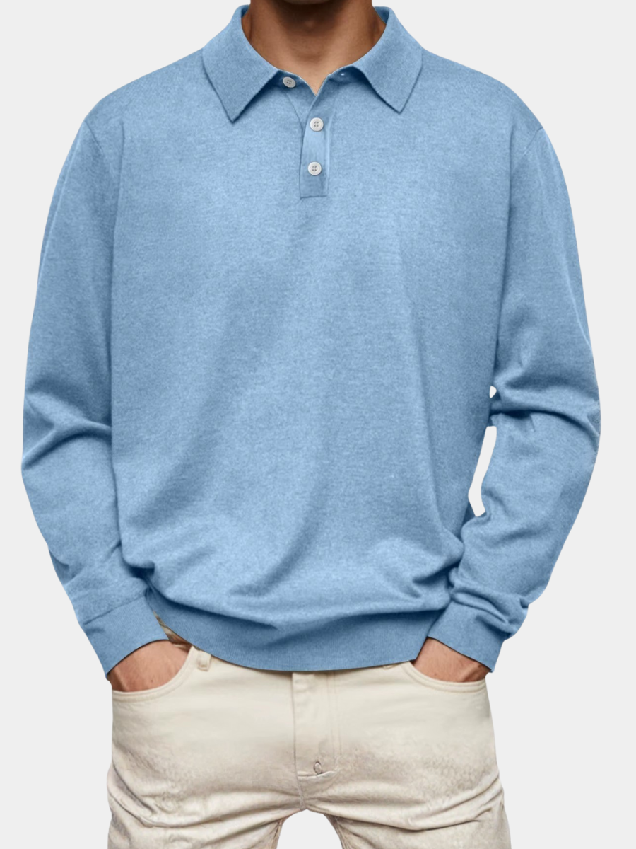 Galen | Pattern-Collar Long-Sleeve Polo
