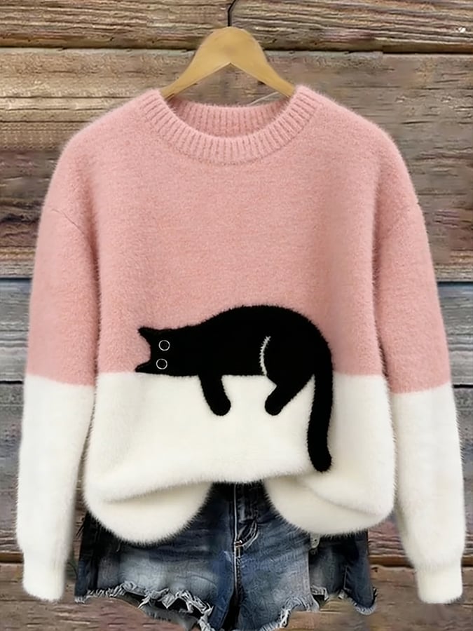 Bonnie | Cat Print Oversized Sweater