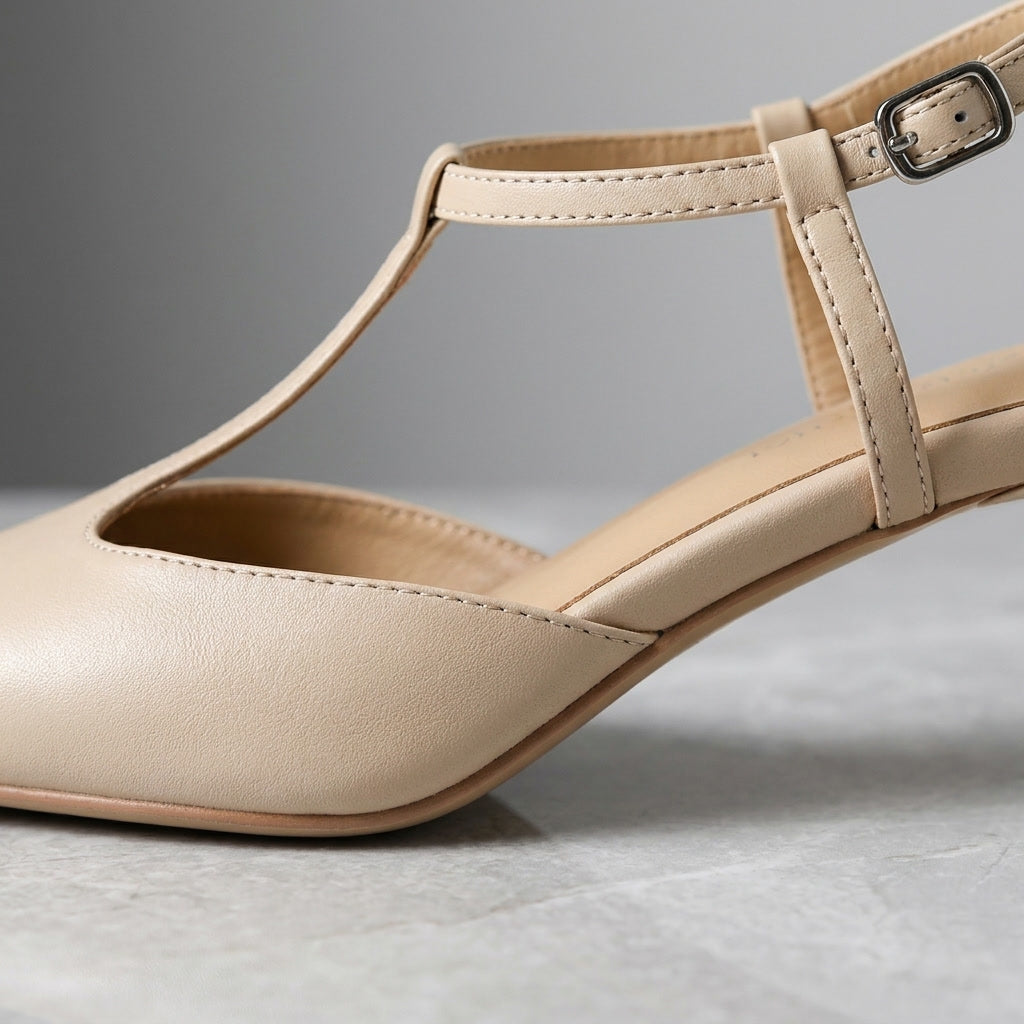 Messina | T-Strap Slingback Leather Heels