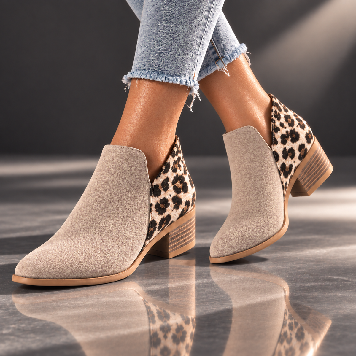 Marisol | Leopard-Panel Ankle Boots