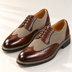 Cassian | Herringbone Lace-Up Oxford Shoes