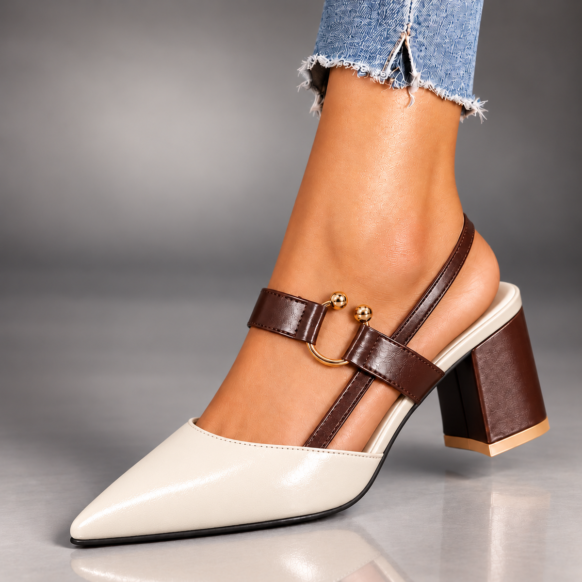 Adeline | Ring-Accent Slingback Heels