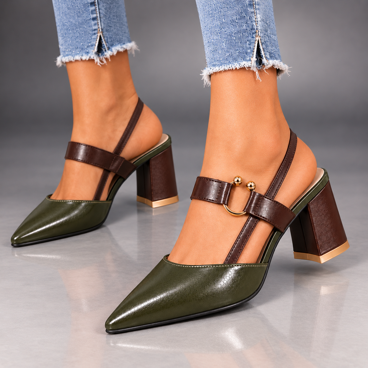 Adeline | Ring-Accent Slingback Heels